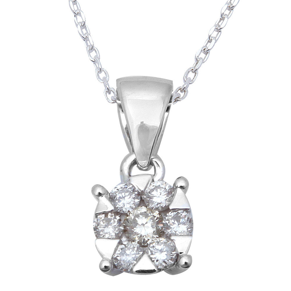 ''.25ct Round Diamond Solitaire Pendant NECKLACE 14kt White Gold 18'''' Chain''