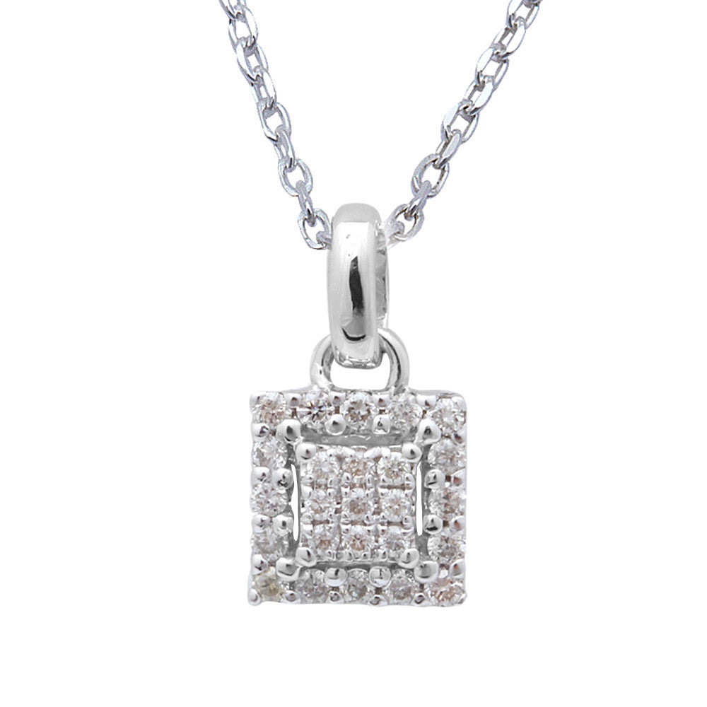 ''SPECIAL! .14cts Diamond Princess cut Pendant NECKLACE 14kt White gold''