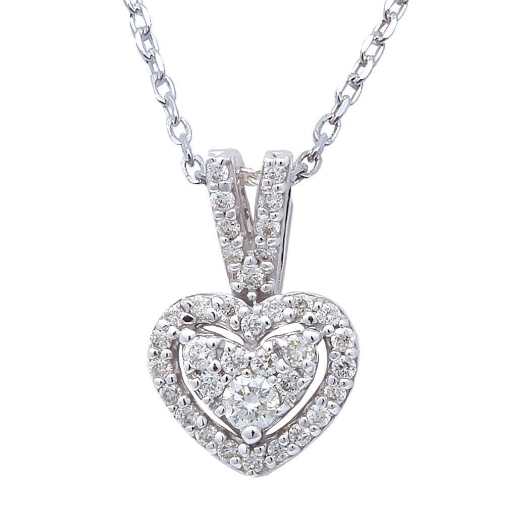 ''.22cts Heart Diamond PENDANT Necklace 14kt White gold 18'''' Chain''