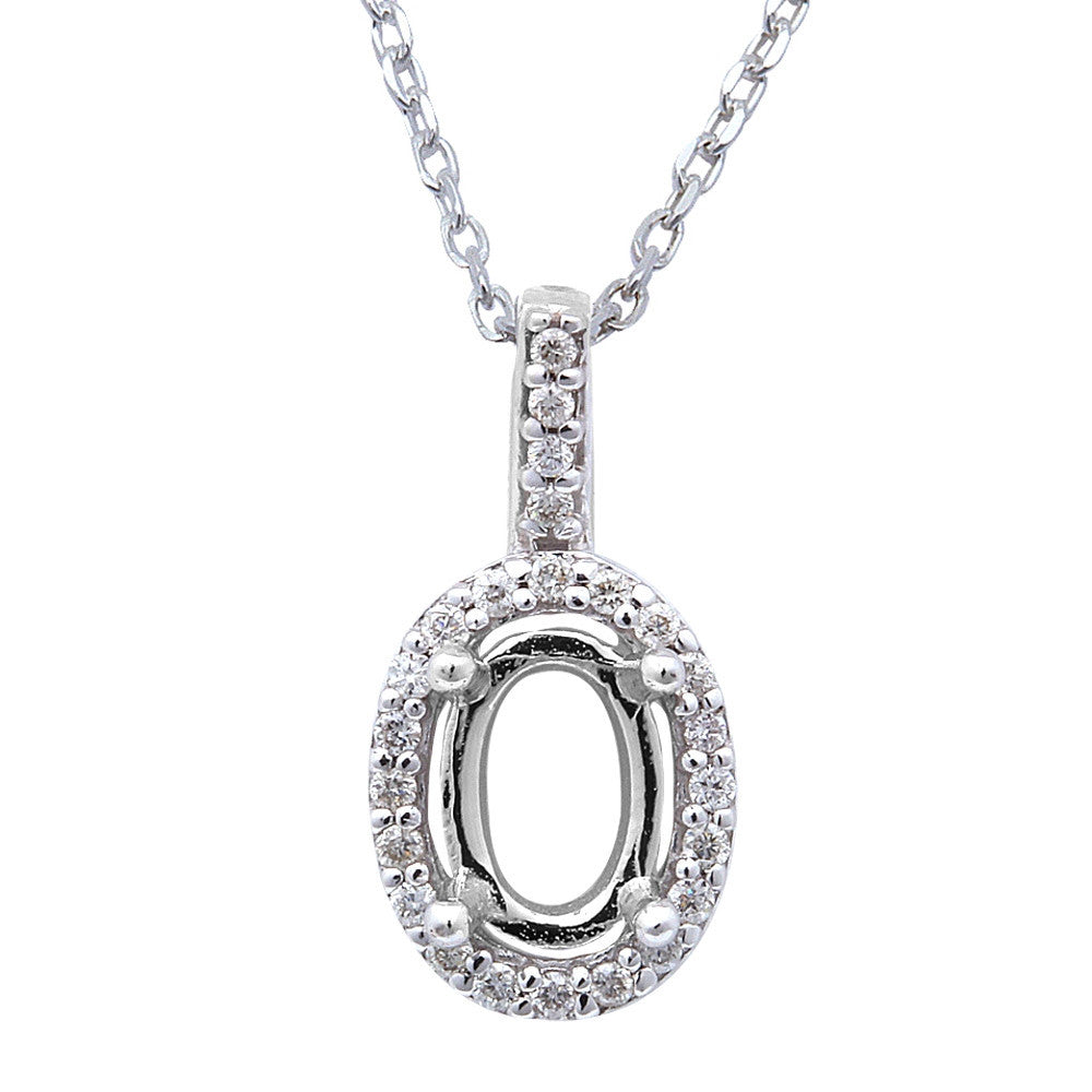 ''.10ct Oval Halo Diamond Solitaire Pendant NECKLACE 14kt White gold 18'''' Chain''