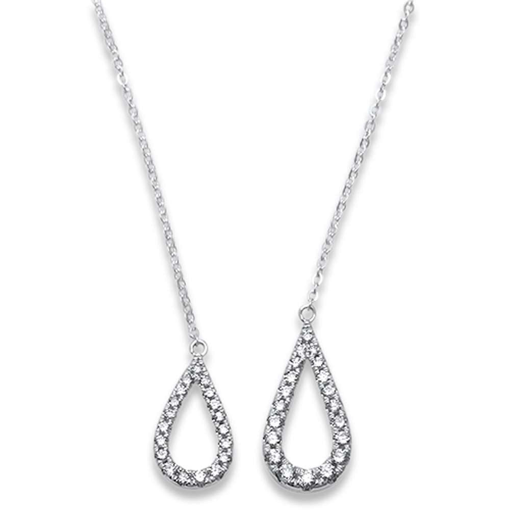 ''SPECIAL! .26ct F SI1 14k White Gold Trendy Tear Drop Diamond Pendant NECKLACE 17''''''
