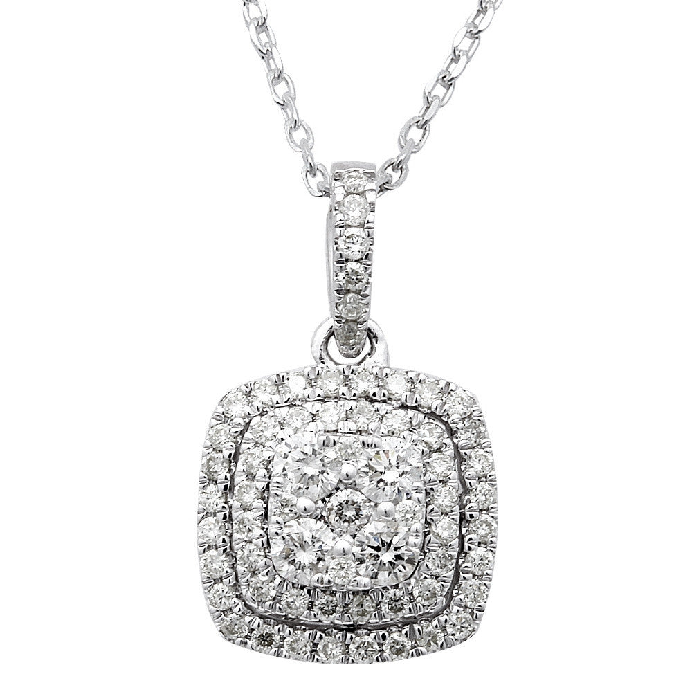 ''SPECIAL!.85ct Square Diamond Drop DANGLE Necklace Pendant 14kt White Gold 18''''''