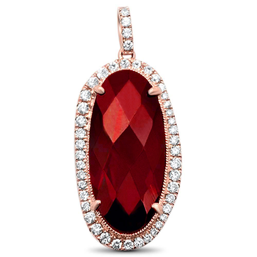 GEMSTONE CLOSEOUT  8.61cts F SI 14k Rose Gold Oval Genuine Garnet & Diamond Designer PENDANT