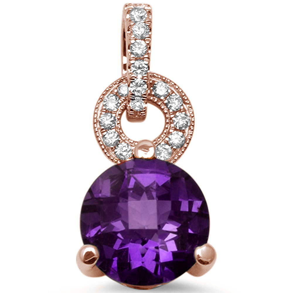 GEMSTONE CLOSEOUT  1.93ct 14K Rose Gold AMETHYST & Diamond Pendant