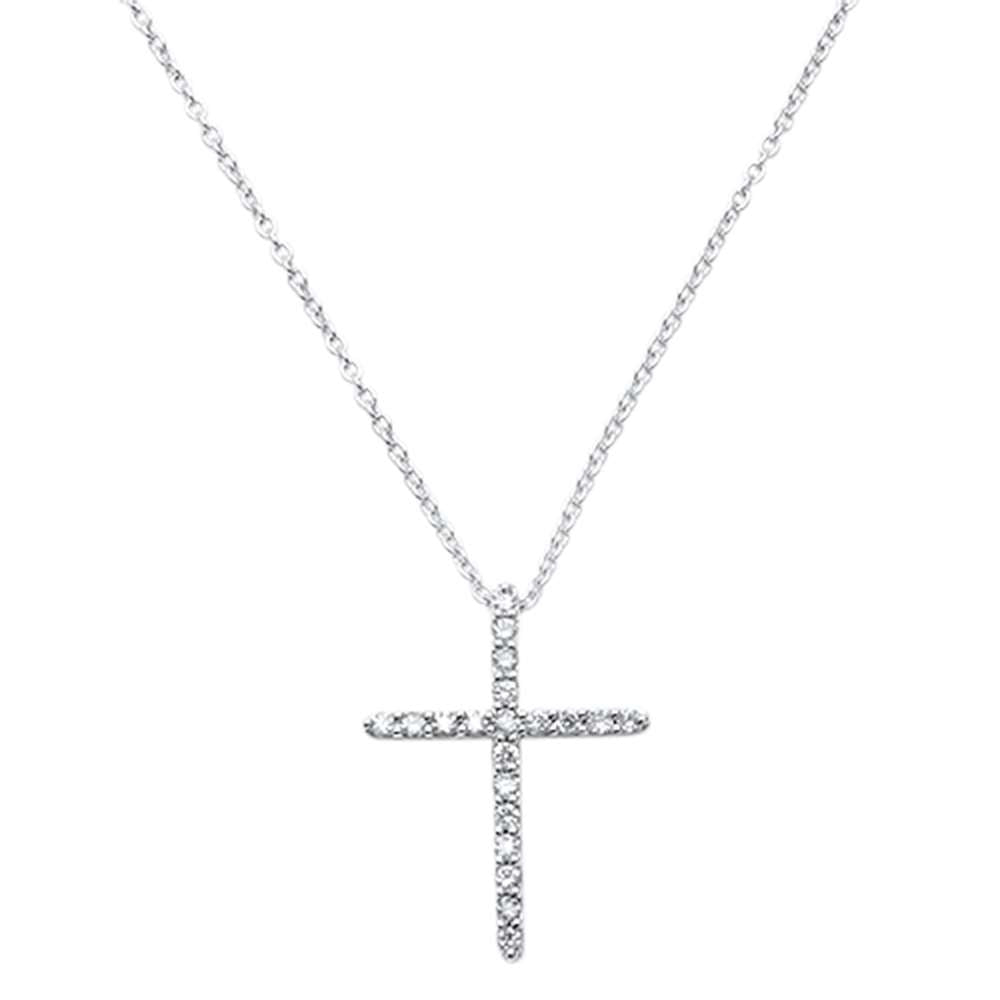 ''SPECIAL! .13ct G SI 14kt White GOLD Cross Diamond Cross Pendant 18'''' Long Chain''