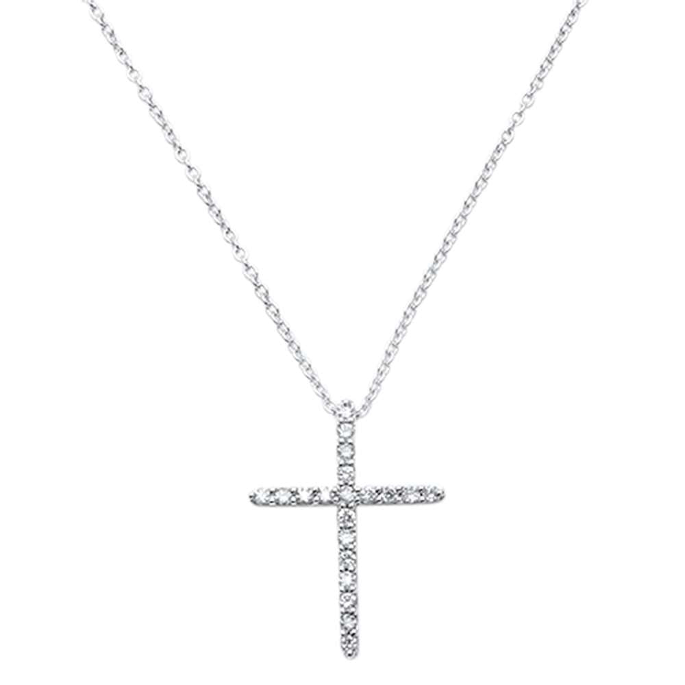 ''SPECIAL! .13ct G SI 14kt White Gold Cross Diamond Cross PENDANT 18'''' Long Chain''