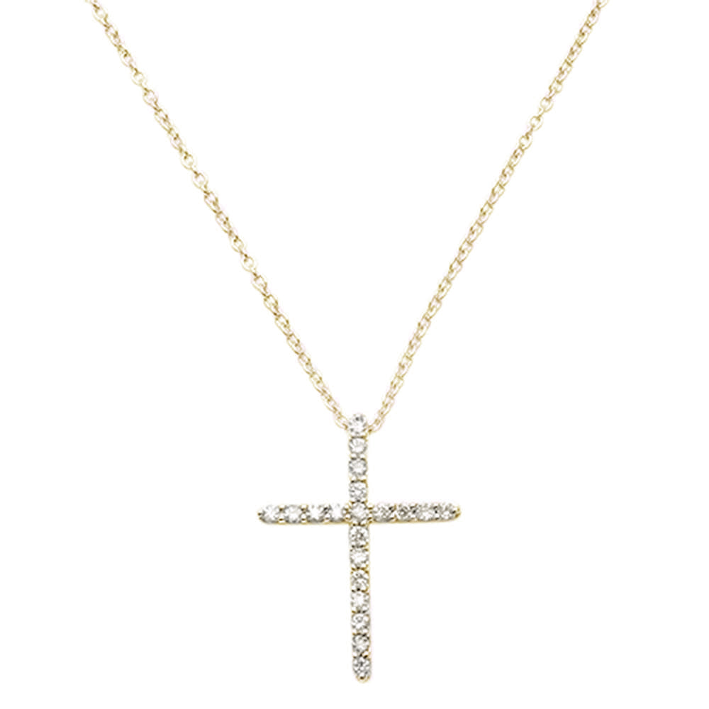 ''SPECIAL! .13ct G SI 14kt Yellow Gold Cross DIAMOND Cross Pendant 18'''' Long Chain''