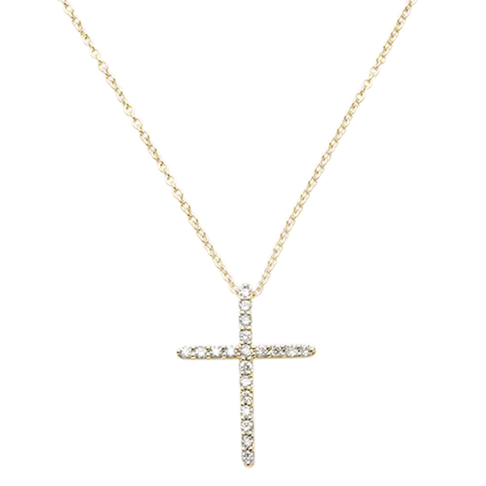 ''SPECIAL! .13ct G SI 14kt Yellow GOLD Cross Diamond Cross Pendant 18'''' Long Chain''