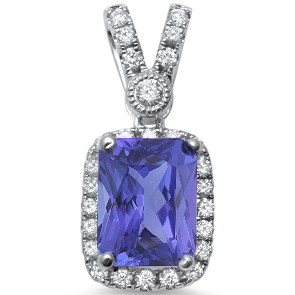 GEMSTONE CLOSEOUT 1.91cts Cushion Cut Tanzanite Gemstone & Diamond 14k White Gold PENDANT