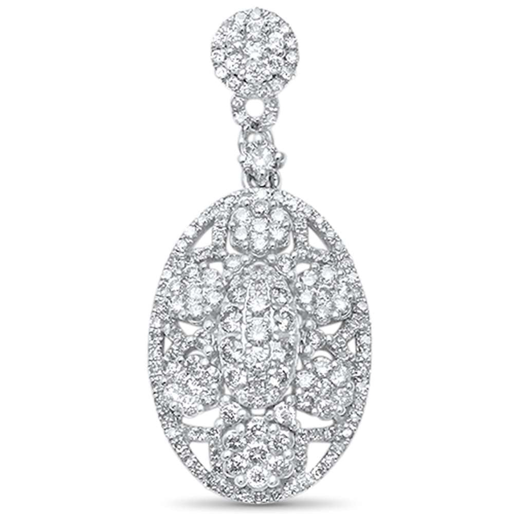 ''DIAMOND CLOSEOUT! .82ct G SI 14kt White Gold Antique Reproduction DIAMOND Pendant 1.25'''' Long''