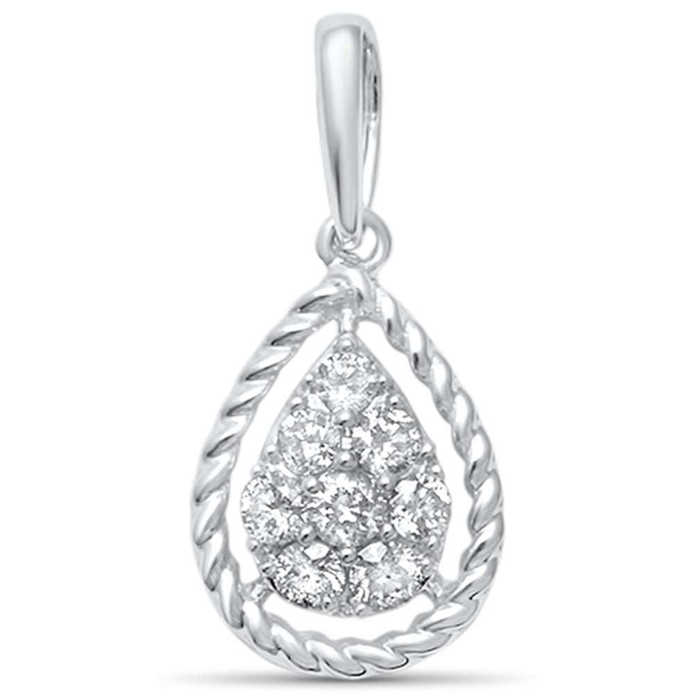 ''.19ct G SI 14kt White Gold DIAMOND Pear Shaped Pendant .62'''' Long''