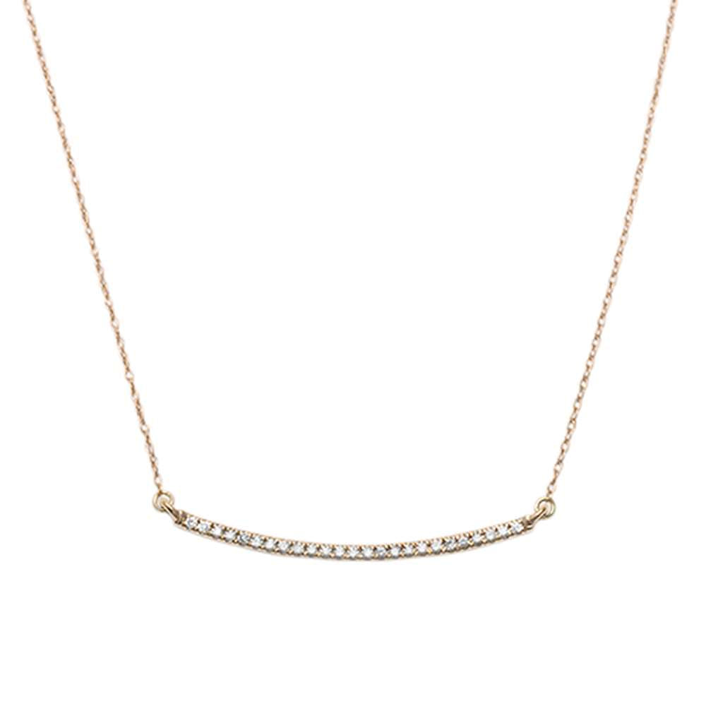 ''.15ct G SI 14kt Rose GOLD Bar Diamond Pendant Necklace 18'''' Long''