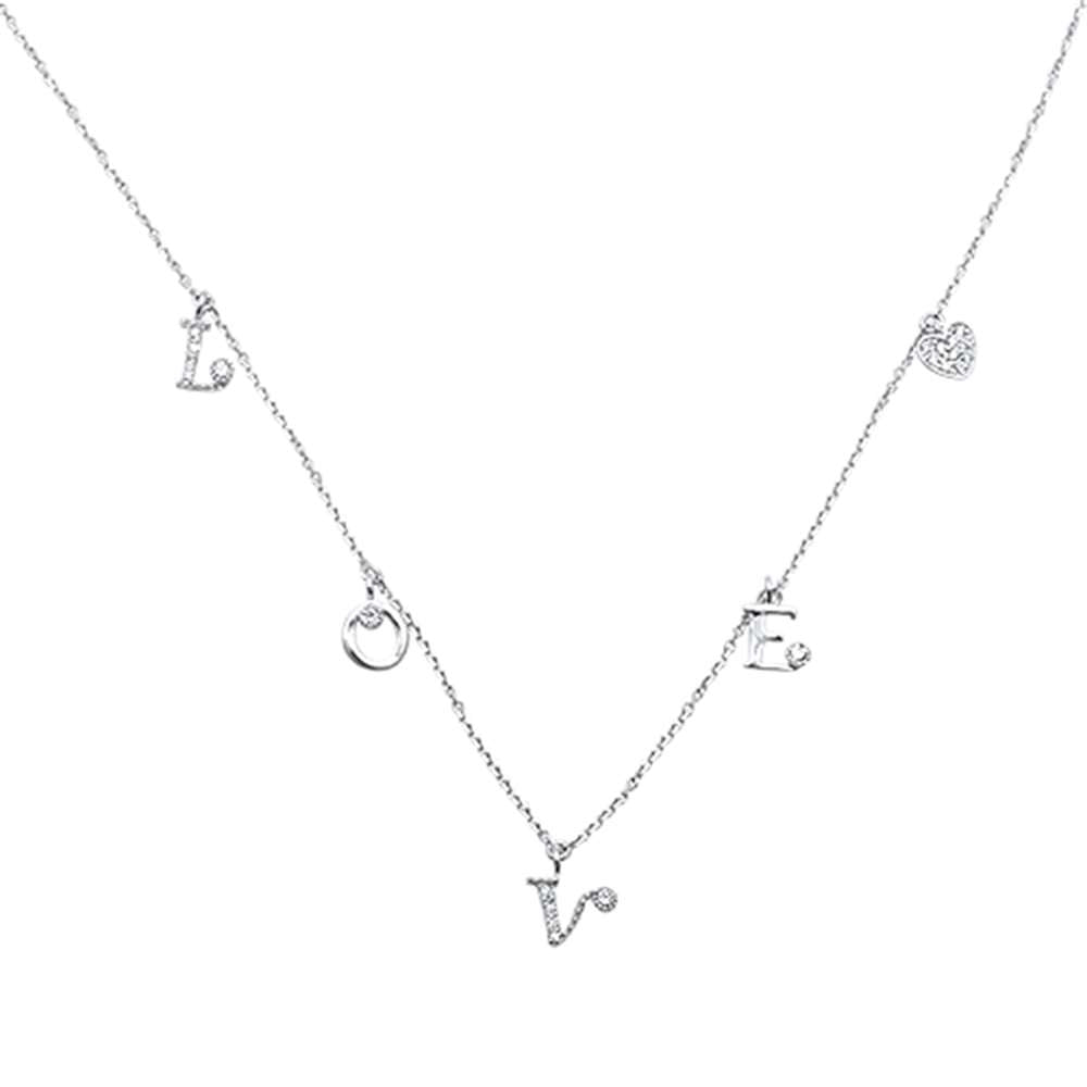 ''DIAMOND CLOSEOUT! .12ct G SI 14kt White Gold Heart DIAMOND ''''Love'''' Pendant Necklace 18''''''