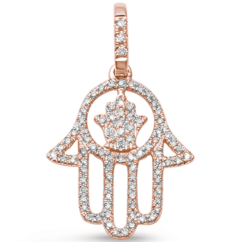 ''.20 G SI 14kt Rose GOLD Hand of Hamsah Diamond Pendant Chai Jewelry 1'''' Long''