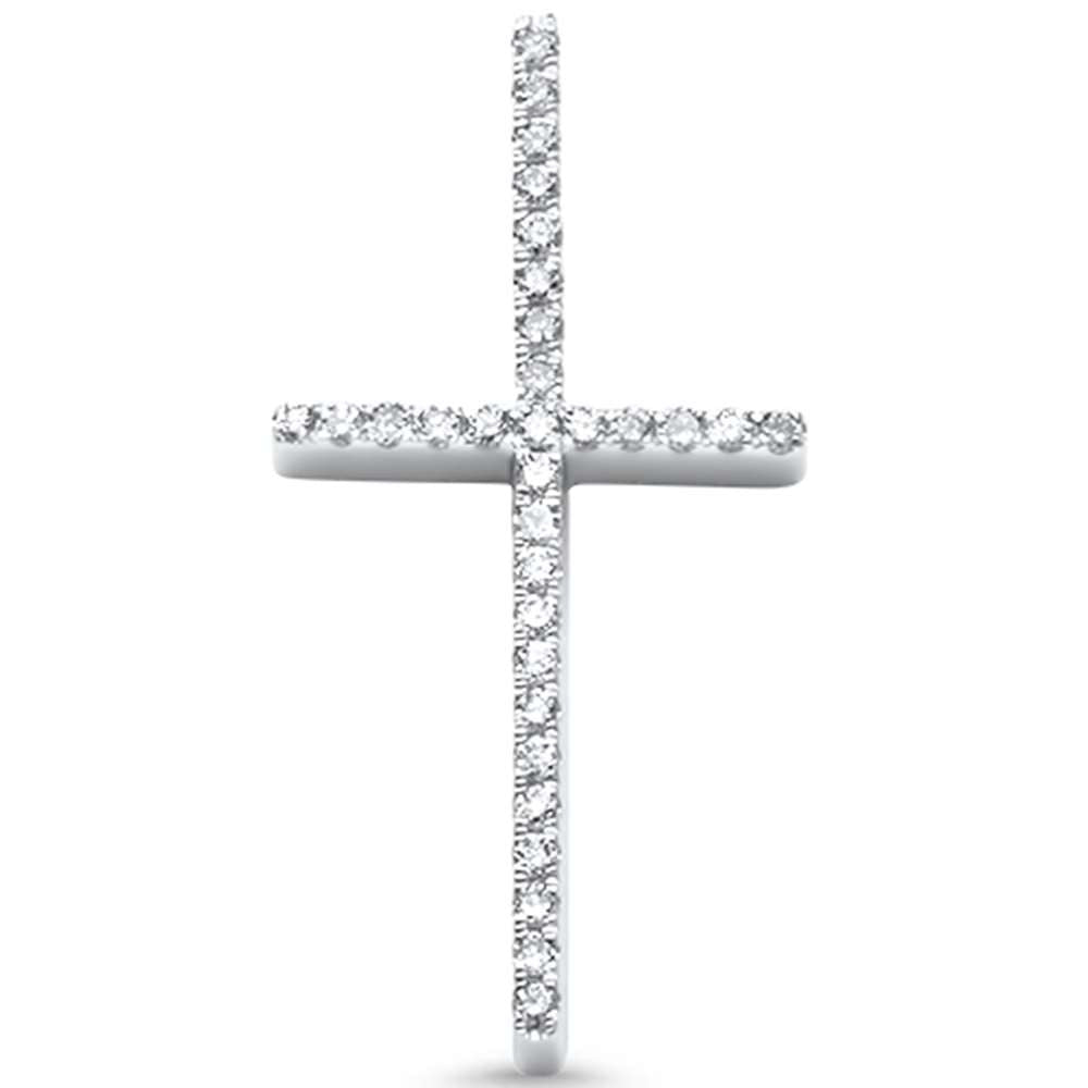 ''.12cts G SI 14kt White Gold Elegant DIAMOND Cross Pendant .88'''' Long''