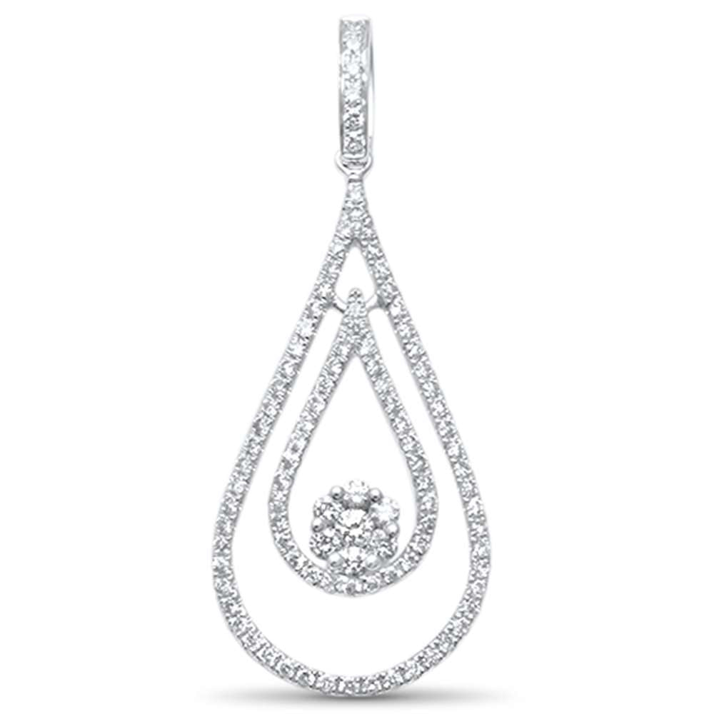 ''SPECIAL!.68ct G SI 14kt White Gold Tear Drop Floating Diamond PENDANT 1.5''''''