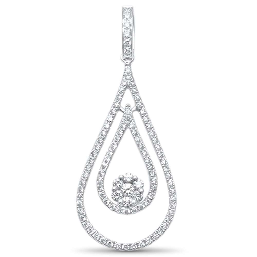 ''SPECIAL!.68ct G SI 14kt White GOLD Tear Drop Floating Diamond Pendant 1.5''''''