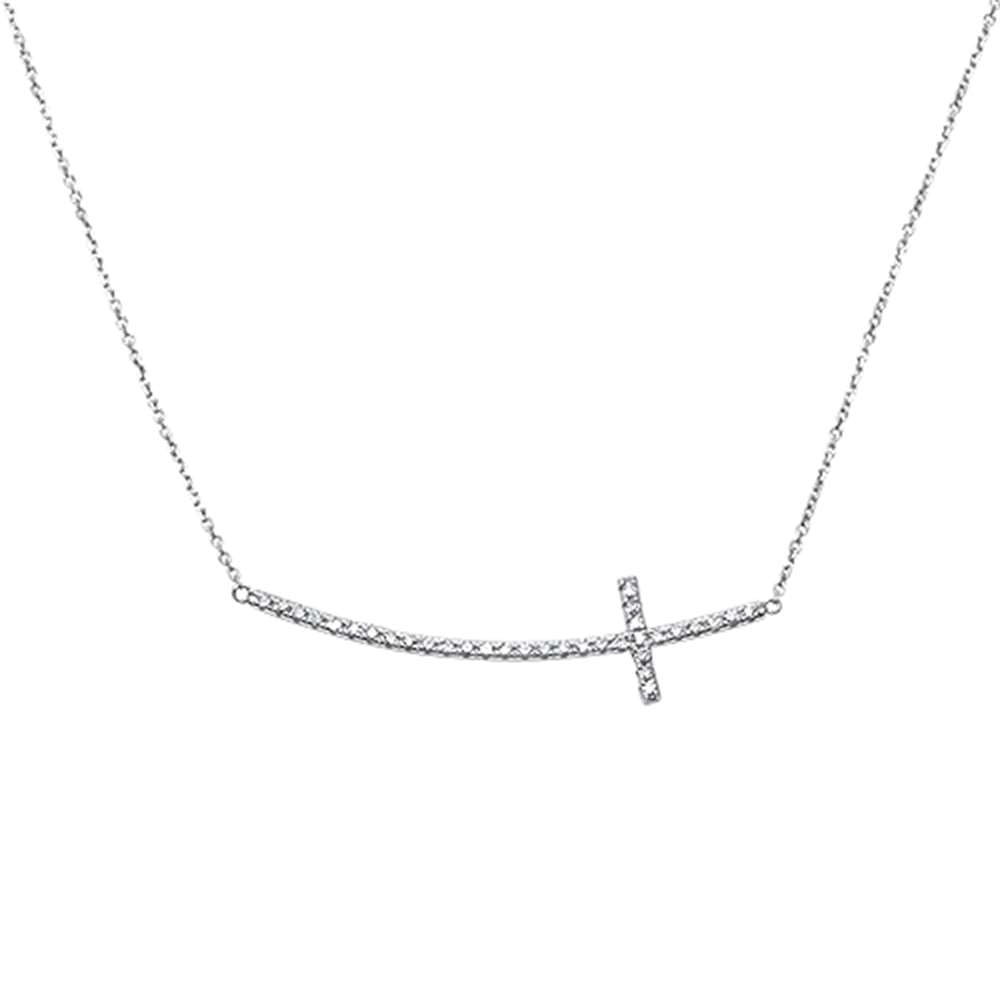 ''.17ct G SI 14kt White Gold Diamond Sideways Cross PENDANT Necklace 18'''' Long''