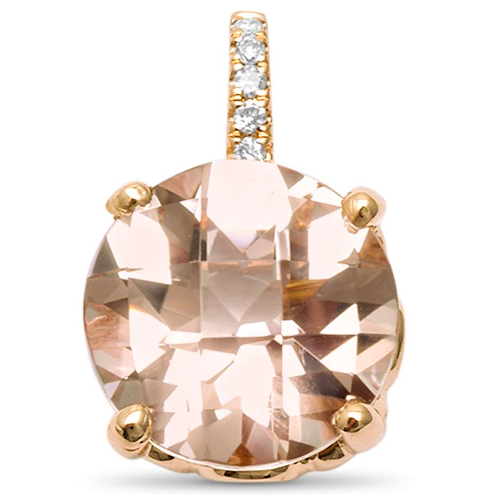 ''GEMSTONE CLOSEOUT  2.25ct G SI 14kt Rose Gold Morganite & Diamond Solitaire PENDANT .5'''' Long''