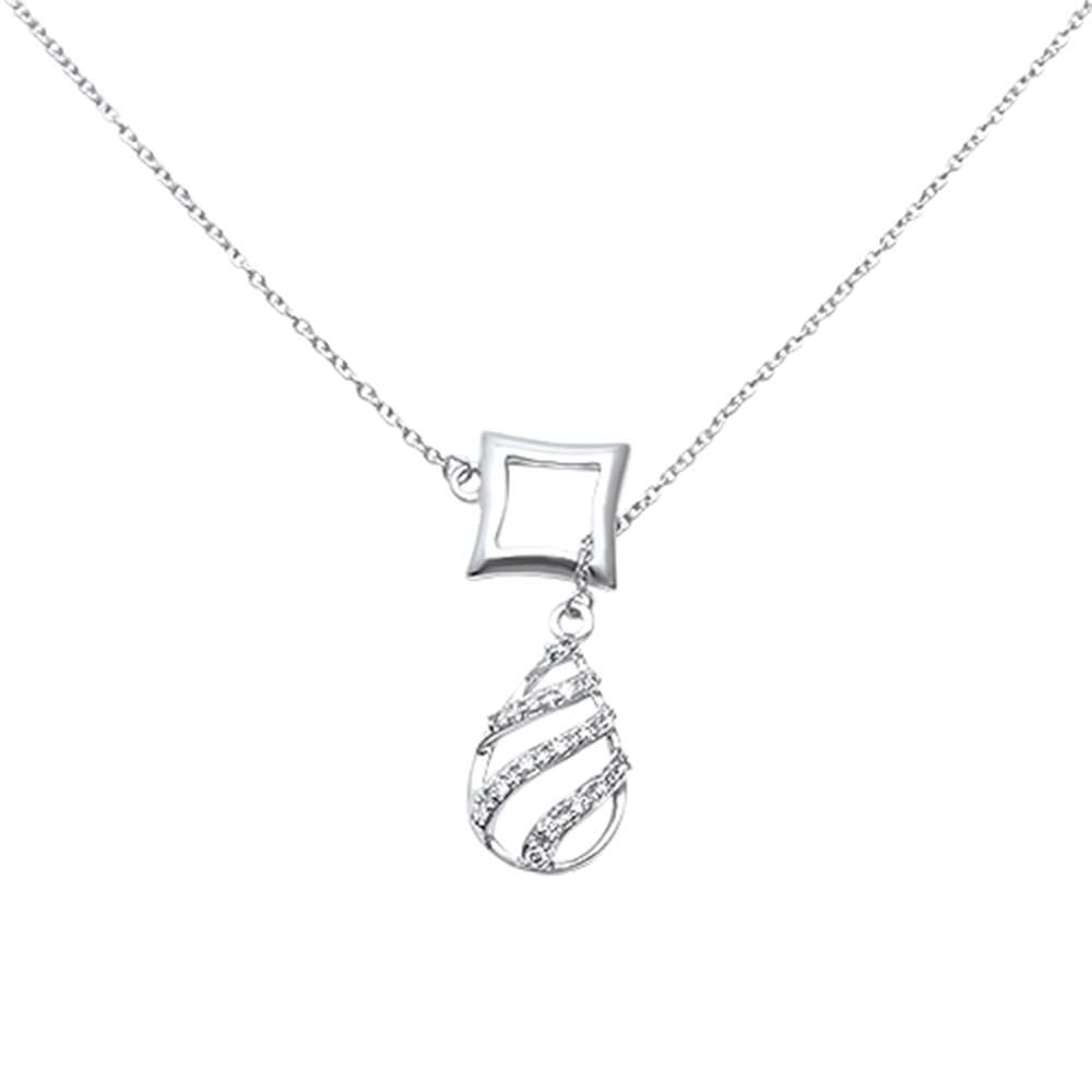 ''.10ct G SI 14kt White GOLD Modern Diamond Pendant Necklace 18'''' Chain''