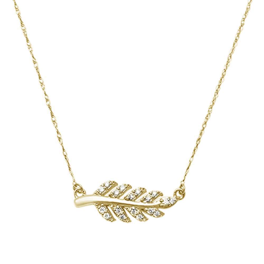 ''SPECIAL! .12ct 14kt Yellow Gold DIAMOND Olive Branch Leaf Pendant 16+2''''ext Necklace''