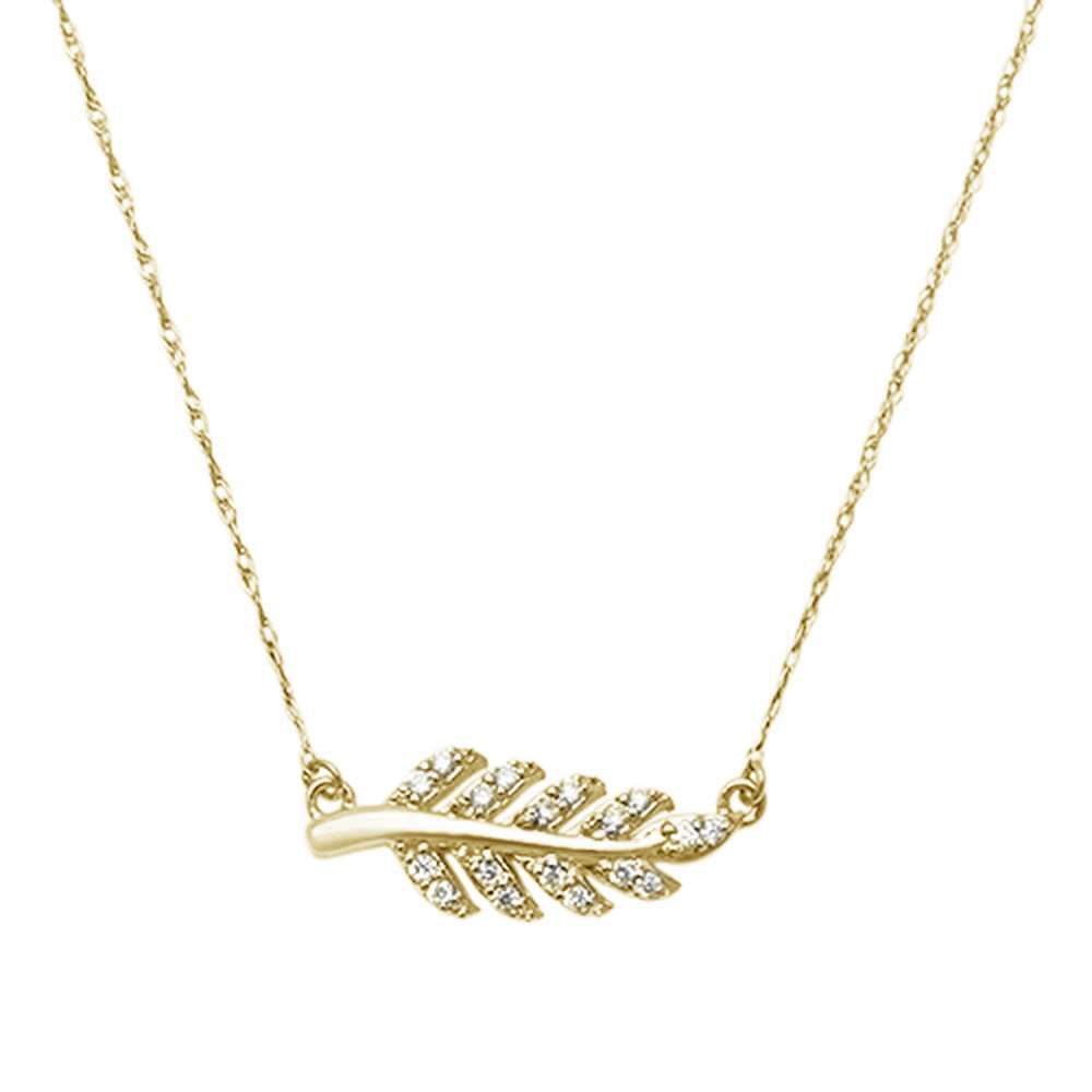 ''SPECIAL! .12ct 14kt Yellow GOLD Diamond Olive Branch Leaf Pendant 16+2''''ext Necklace''