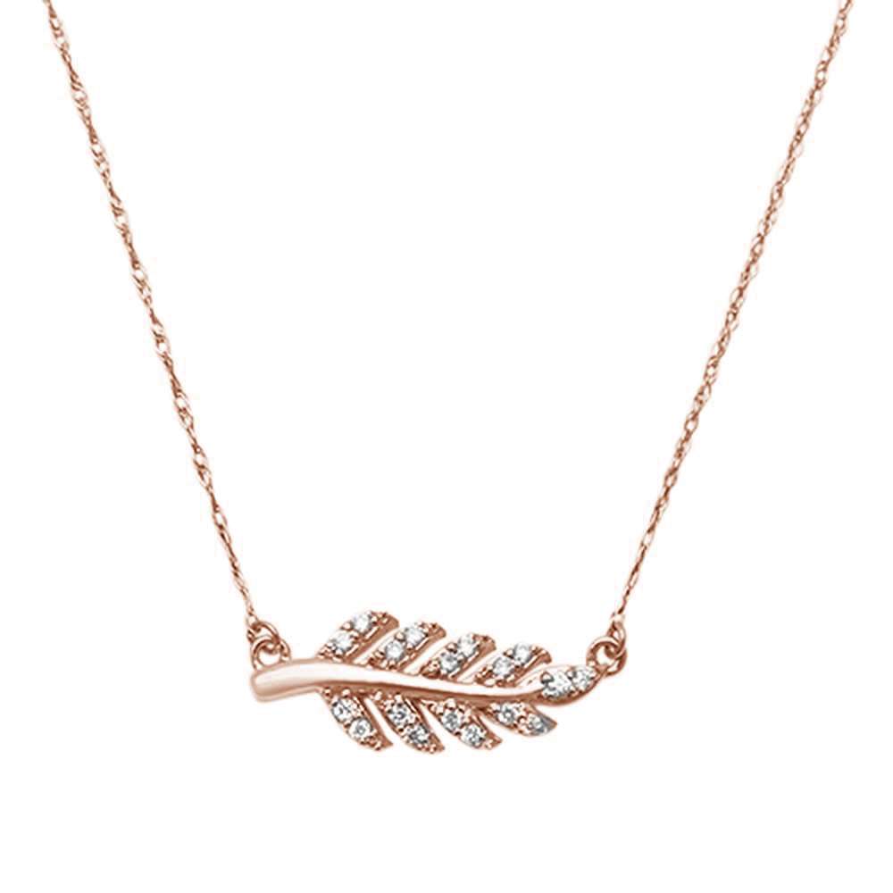 ''.11ct 14kt Rose Gold Diamond Trendy Olive Branch Leaf Pendant 18'''' NECKLACE''