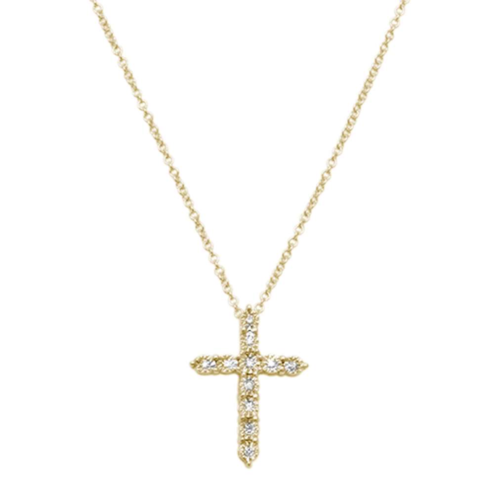 ''.06ct 14kt Yellow Gold Diamond Cross Pendant NECKLACE 18''''''