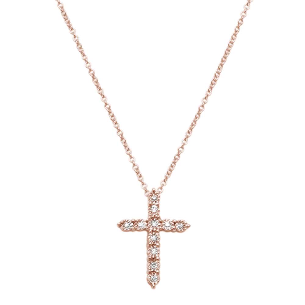 ''DIAMOND CLOSEOUT! .06ct 14kt Rose Gold DIAMOND Cross Pendant Necklace 18''''''