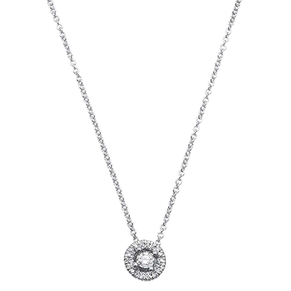 ''.09ct 14kt White Gold Round Diamond Halo Pendant 18'''' NECKLACE''