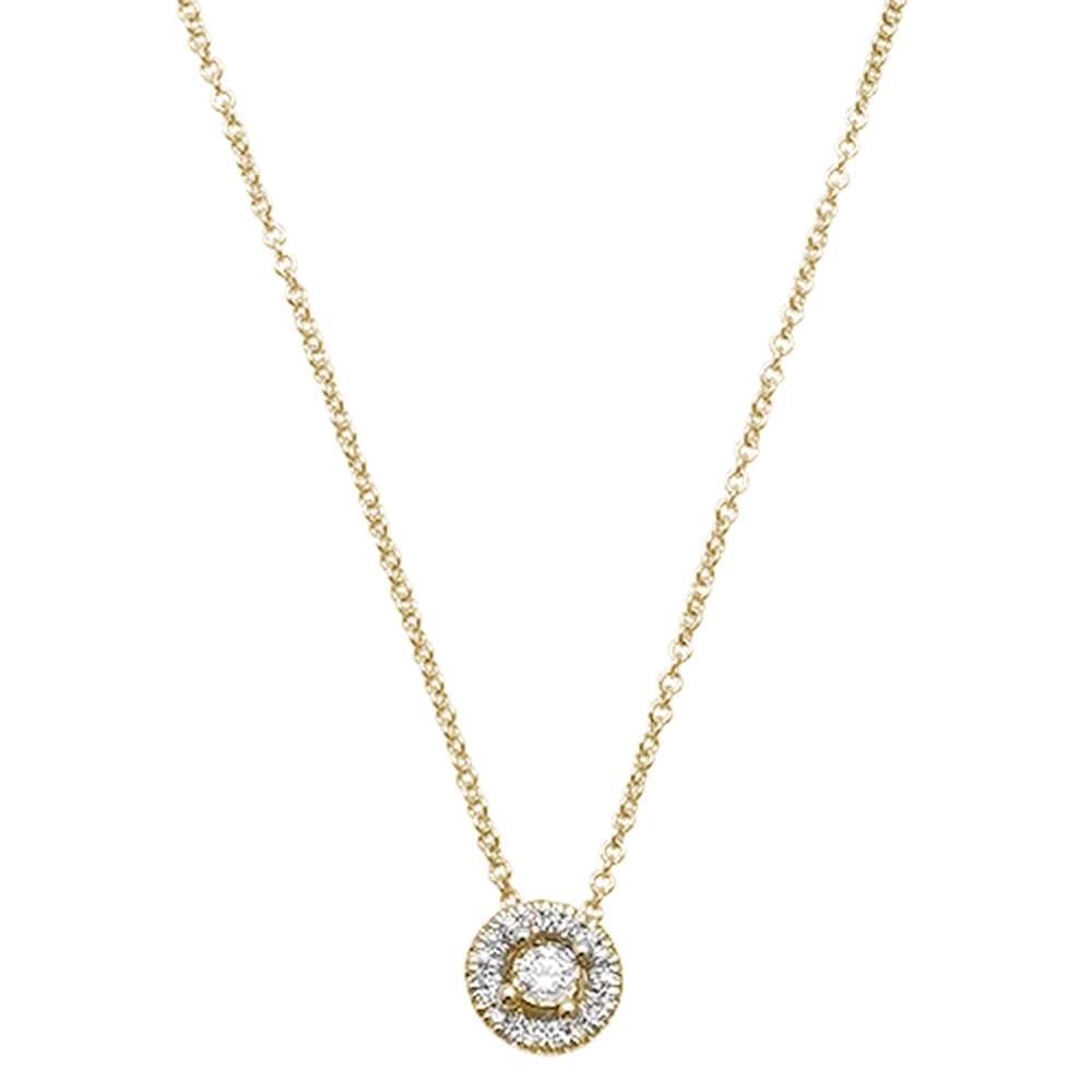 ''.08ct 14kt Yellow Gold Round Diamond Halo Pendant 18'''' NECKLACE''