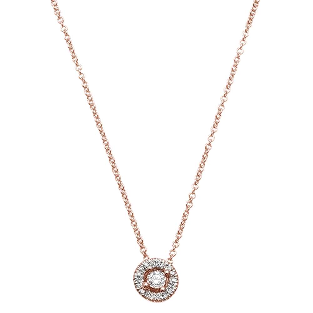 ''.08ct 14kt Rose Gold Round DIAMOND Halo Drop Pendant 18'''' Necklace''