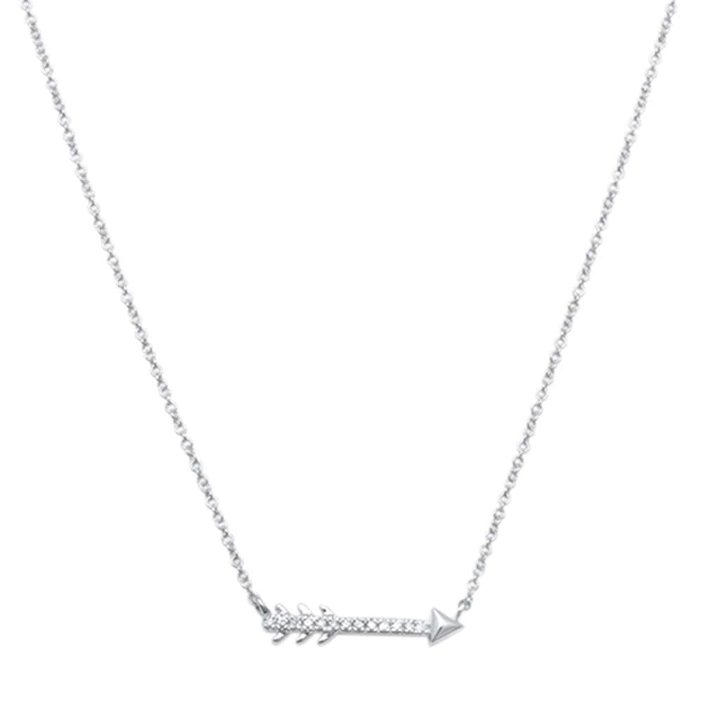 ''DIAMOND CLOSEOUT! .03ct 14kt White Gold Trendy DIAMOND Cupid Arrow Pendant 18'''' Necklace''