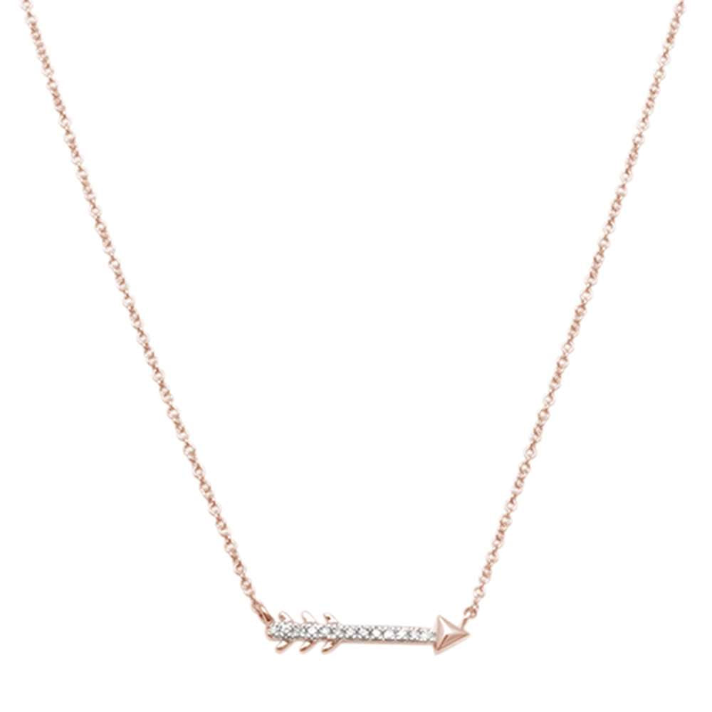 ''DIAMOND CLOSEOUT! .03ct 14kt Rose Gold Trendy DIAMOND Cupid Arrow Pendant 18'''' Necklace''