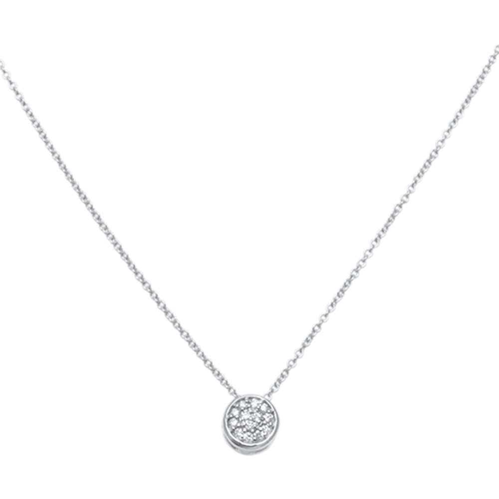 ''.08ct 14kt White Gold Round DIAMOND Drop Pendant 18'''' Necklace''