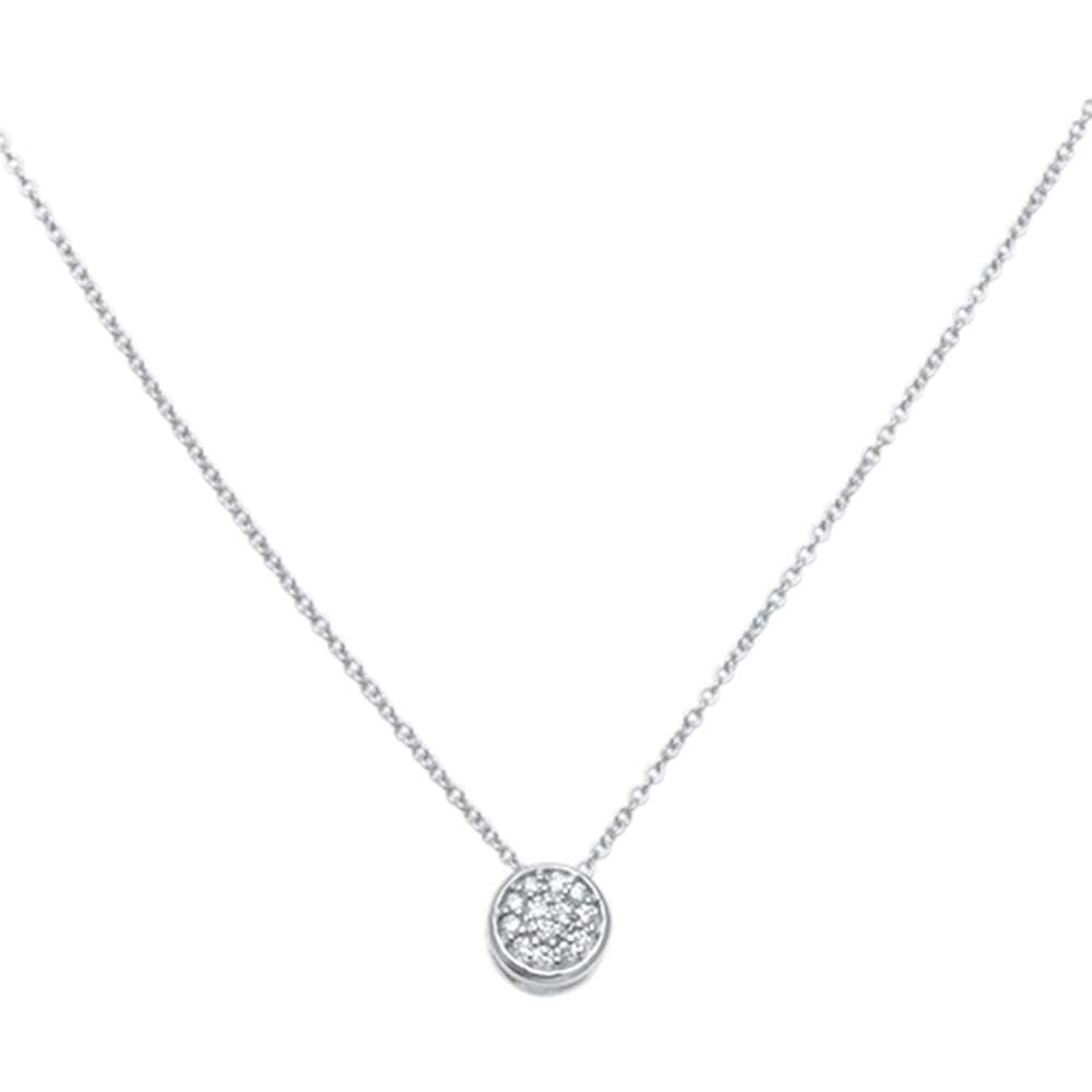 ''.08ct 14kt White GOLD Round Diamond Drop Pendant 18'''' Necklace''