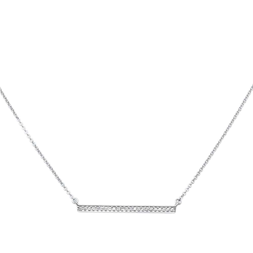 ''.07ct 14kt White Gold DIAMOND Trendy Bar Pendant 18'''' Necklace''