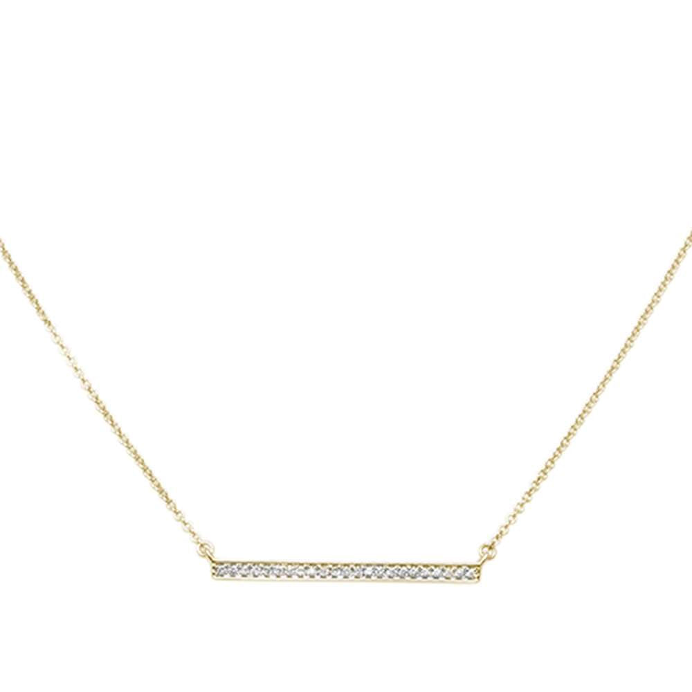 ''.07ct 14kt Yellow GOLD Diamond Trendy Bar Pendant 18'''' Necklace''