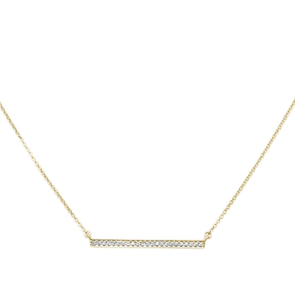 ''.07ct 14kt Yellow Gold DIAMOND Trendy Bar Pendant 18'''' Necklace''
