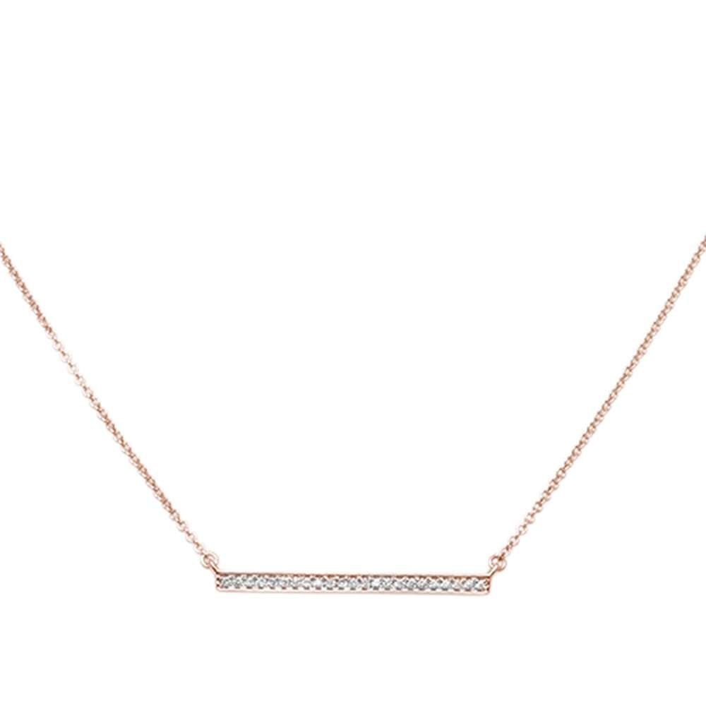 ''.07ct 14kt Rose Gold Diamond Trendy Bar PENDANT 18'''' Necklace''