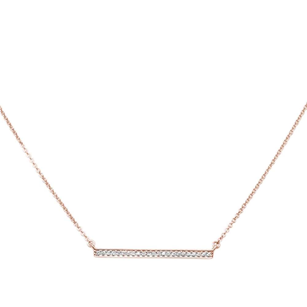 ''.07ct 14kt Rose GOLD Diamond Trendy Bar Pendant 18'''' Necklace''