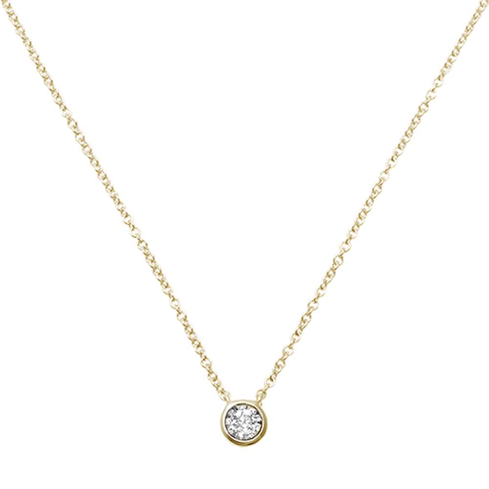 ''.07ct 14kt Yellow Gold Round Bezel Diamond Solitaire PENDANT 18'''' Necklace''