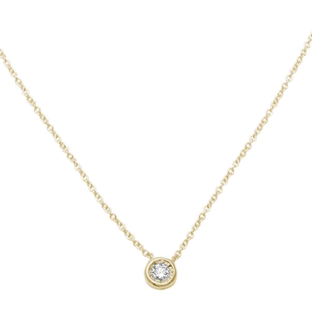 ''.05ct 14kt Yellow GOLD Bezel Solitaire Round Diamond Pendant 18'''' Necklace''