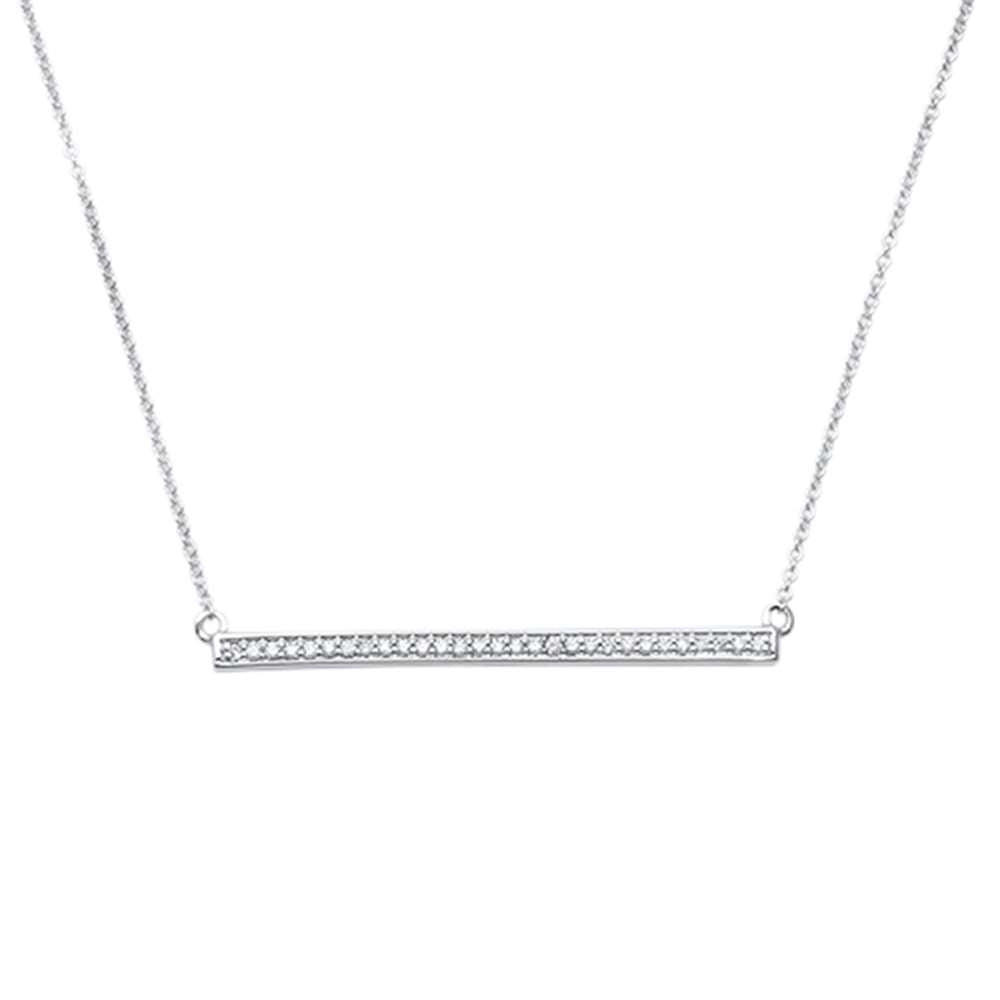 ''SPECIAL! .14ct 14kt White Gold Trendy Round Diamond Bar Pendant 18'''' NECKLACE''