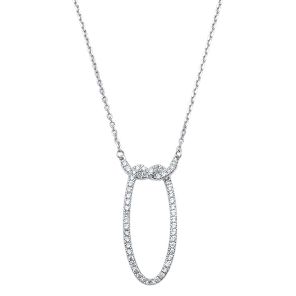 ''.20ct 14kt White Gold Diamond Heart Elongated Love Knot PENDANT 18'''' Necklace''