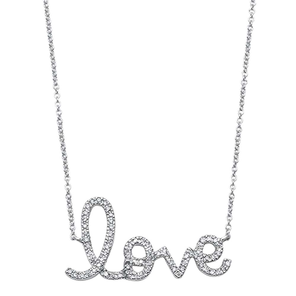 ''.17ct 14kt White Gold DIAMOND Heart Love Script Pendant 18'''' Necklace''