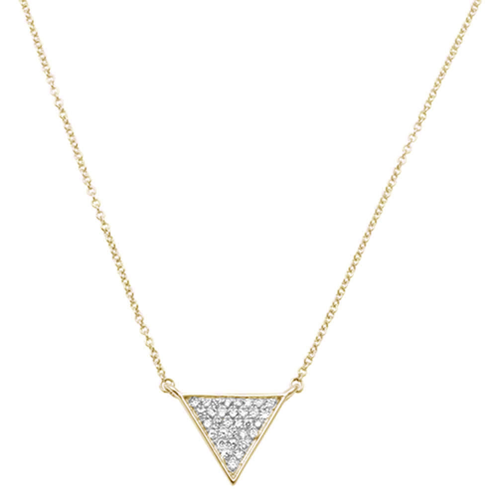 ''.16ct 14kt Yellow Gold Triangle Trendy Diamond PENDANT 18'''' Necklace''