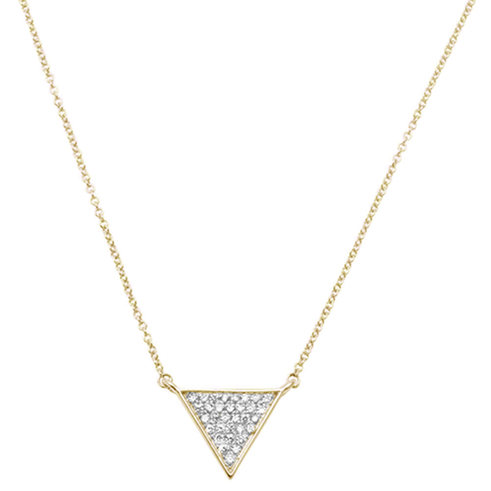 ''.16ct 14kt Yellow GOLD Triangle Trendy Diamond Pendant 18'''' Necklace''