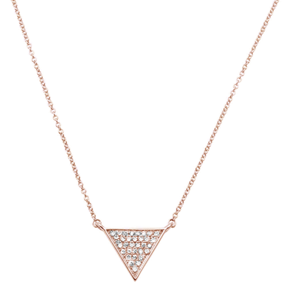 ''.15ct 14kt Rose Gold Triangle Trendy Diamond PENDANT 18'''' Necklace''