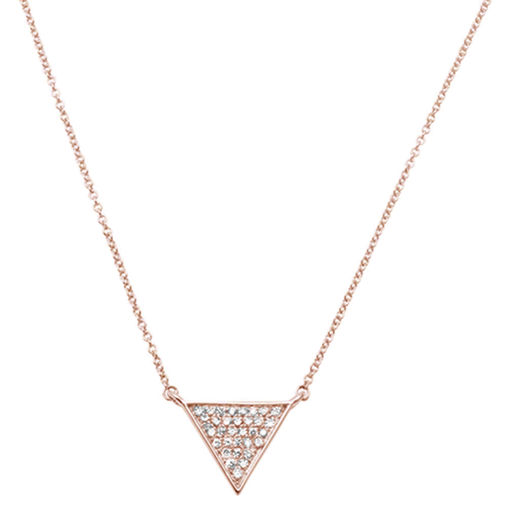 ''.15ct 14kt Rose GOLD Triangle Trendy Diamond Pendant 18'''' Necklace''